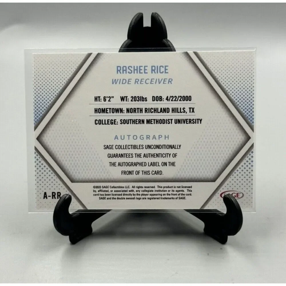 2023 Sage Red Rashee Rice Autograph #A-RR‎ Rookie Auto RC Kansas City Chiefs